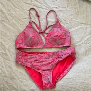 Prana Pink and Gray Bikini Set